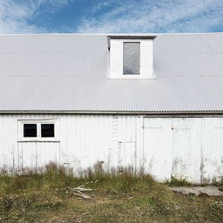 Exterior of factory against sky