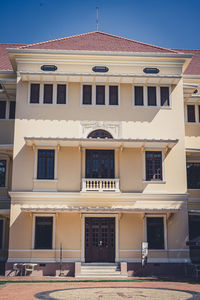 Low angle view of residential building against sky