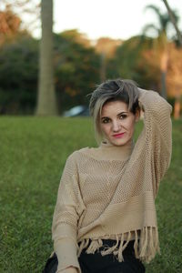 Portrait of woman in park