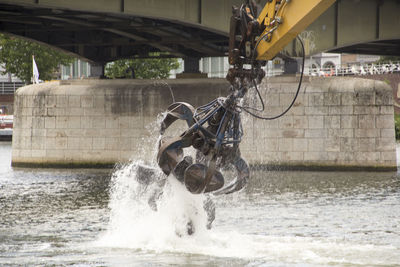 Bicycle splashing water in car