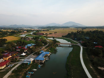 High angle view of landscape against sky
