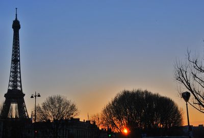 Low angle view of building at sunset