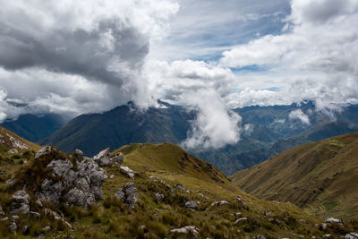 Scenic view of mountains against sky