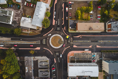 High angle view of street in city