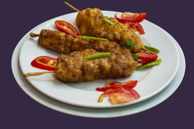 Close-up of food served in plate