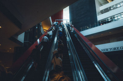 High angle view of escalator in city