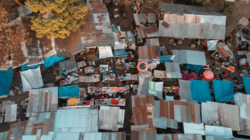 Aerial view of the local market in arusha city, tanzania