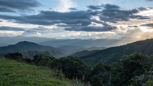 Scenic view of mountains against sky