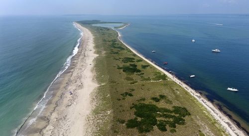 High angle view of beach against sky