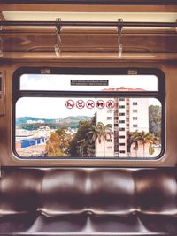 View of train through window