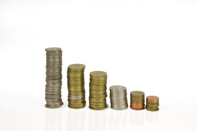 Stack of objects against white background