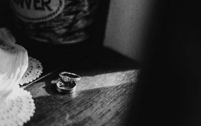 High angle view of eyeglasses on table