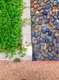High angle view of pebbles