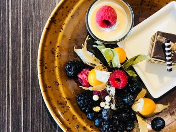 Directly above shot of breakfast served on table