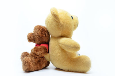 Close-up of stuffed toy against white background