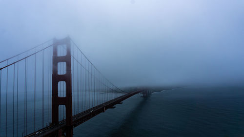 View of golden gate bridge in foggy weather