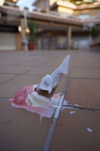 High angle view of ice cream on table