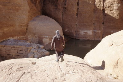 Bedouin guide to the source in the wadi rum