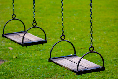 Empty swing in park