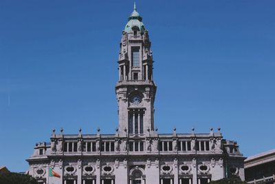 Low angle view of building against blue sky