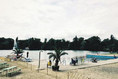 People relaxing in water