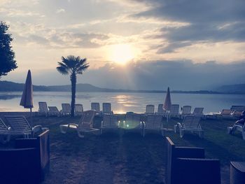 Scenic view of sea against sky during sunset