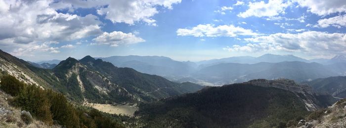 Panoramic view of mountains against sky