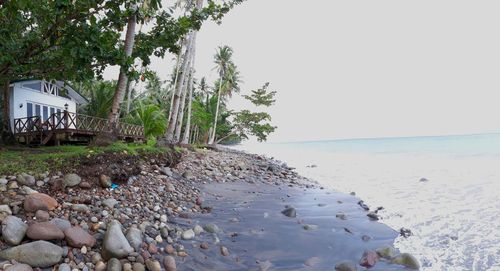 Scenic view of sea against clear sky