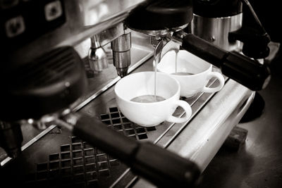 Close-up of coffee served in cafe