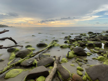 Scenic view of sea against sky during sunset