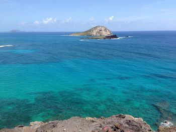 Scenic view of sea against clear sky