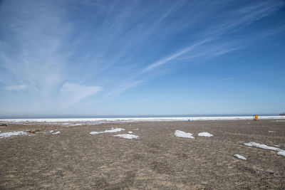 Scenic view of sea against blue sky