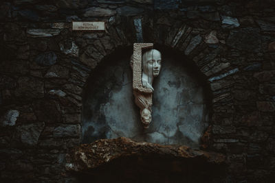 Sculpture of buddha statue outside historic building