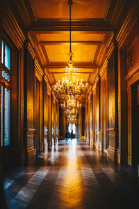 Illuminated corridor of building