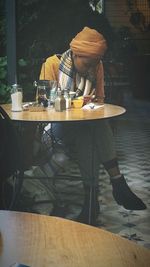 Man sitting in restaurant