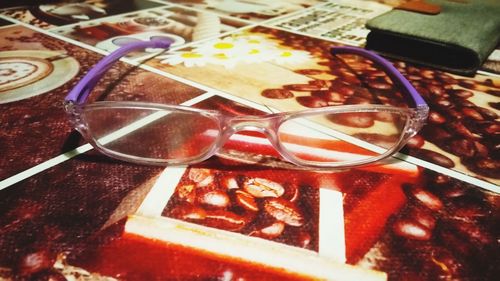 Close-up of sunglasses on table