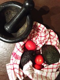 High angle view of eggs on table