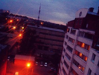 Low angle view of buildings at night