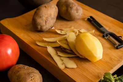 Close-up of food on cutting board