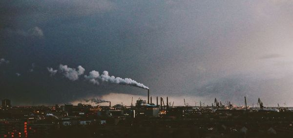City against cloudy sky