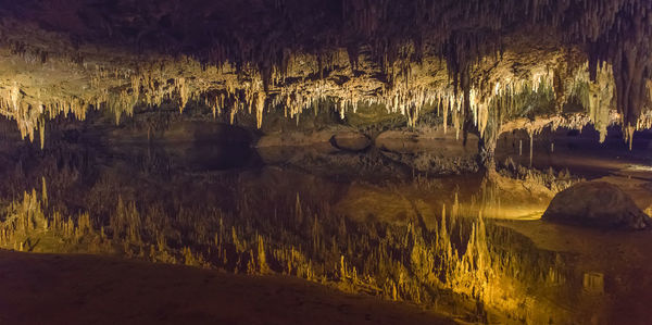 Scenic view of lake in cave
