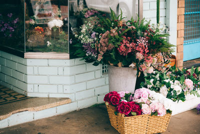 Flower pot against plants