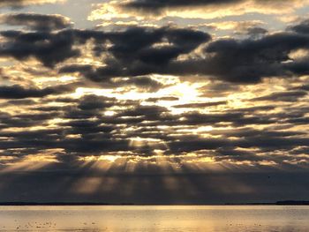 Scenic view of sea against dramatic sky