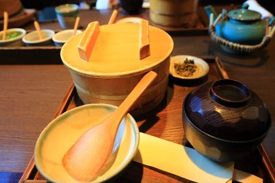 Close-up of tea served on table