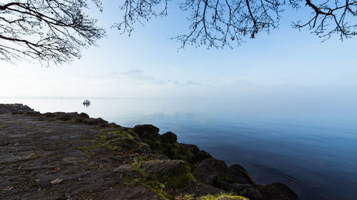 Scenic view of sea against clear sky