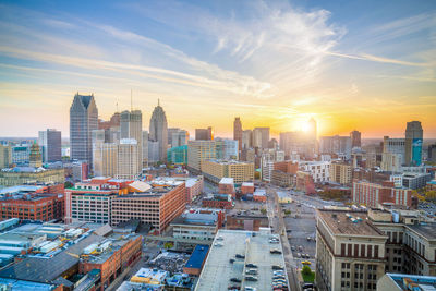 Detroit city skyline, united states