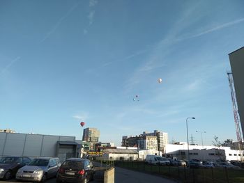 View of buildings against blue sky