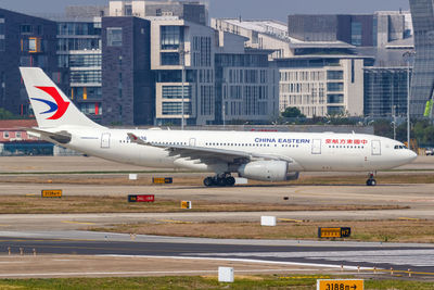 Airplane on airport runway