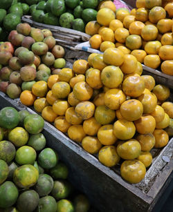 High angle view of fruits for sale in market