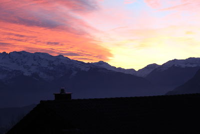 Silhouette mountain against sky during sunset